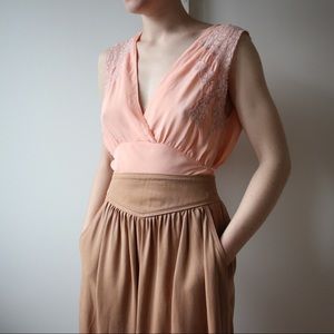 Vintage 1940’s Rayon and Lace Lounge Top